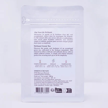 Thé Vert 100g — La pureté végétale des hautes montagnes. Vif, frais et désaltérant.