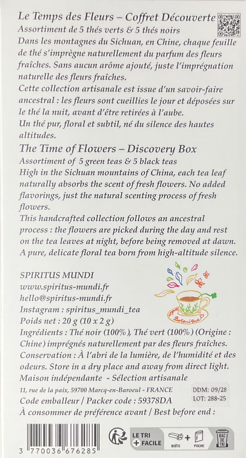 Infusion d'un thé du Coffret Découverte en tasse