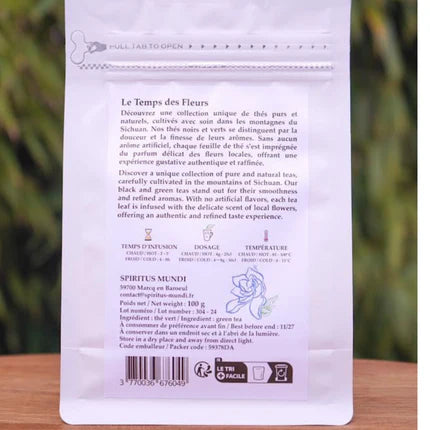 Jardin de Gardénia — Thé Vert   100g —  La douceur florale, subtile et enveloppante du Gardénia.